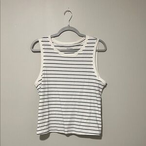 NWOT Cream and Navy Striped Muscle Tank
